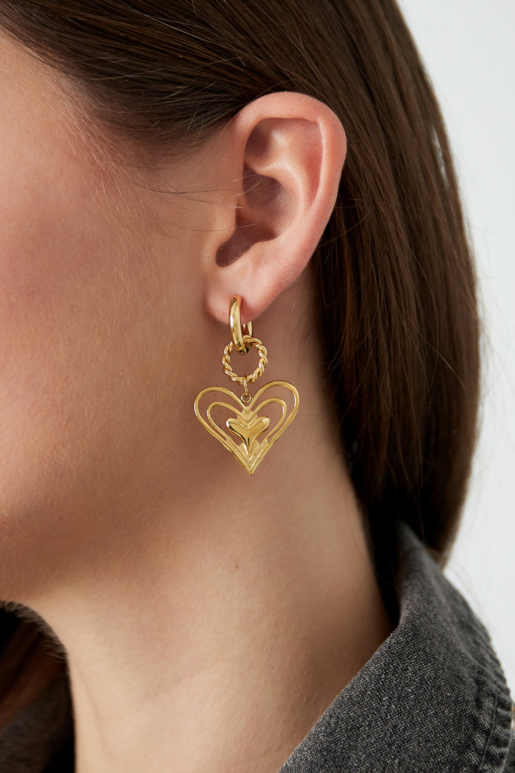 oorbellen what's love - Goud kleur kleurig