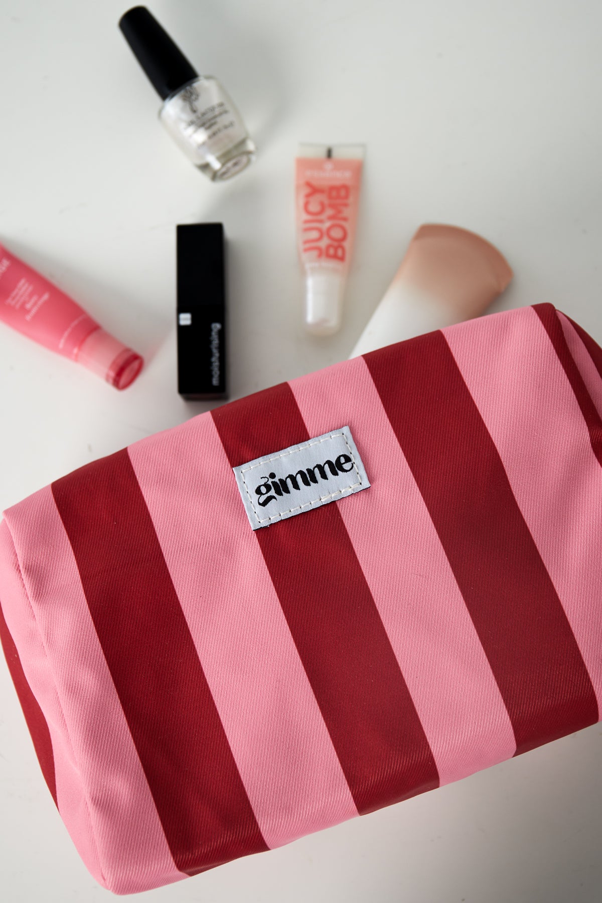 Toilettas grote streep - Roze rood