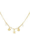 Korte ketting met strandbedels - Gold kleur
