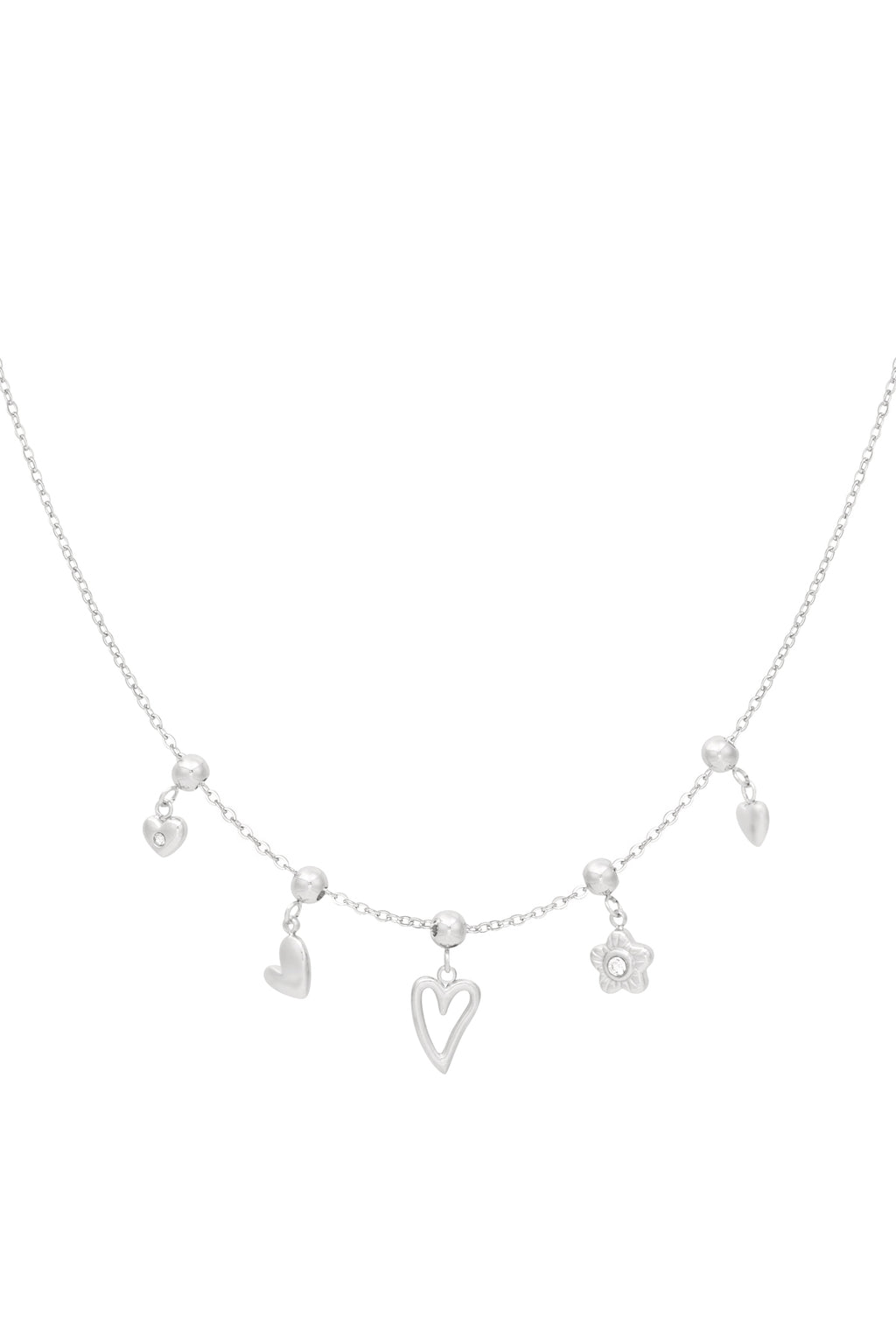 bedelketting bloemen en hartjes