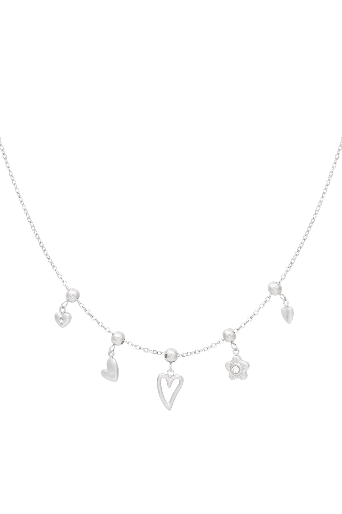 bedelketting bloemen en hartjes