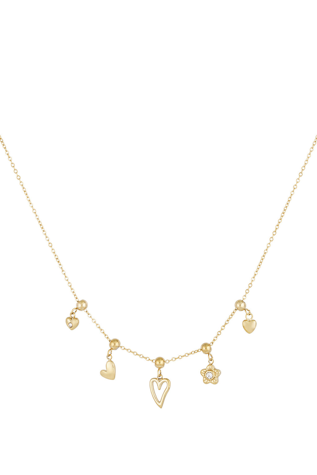 bedelketting bloemen en hartjes