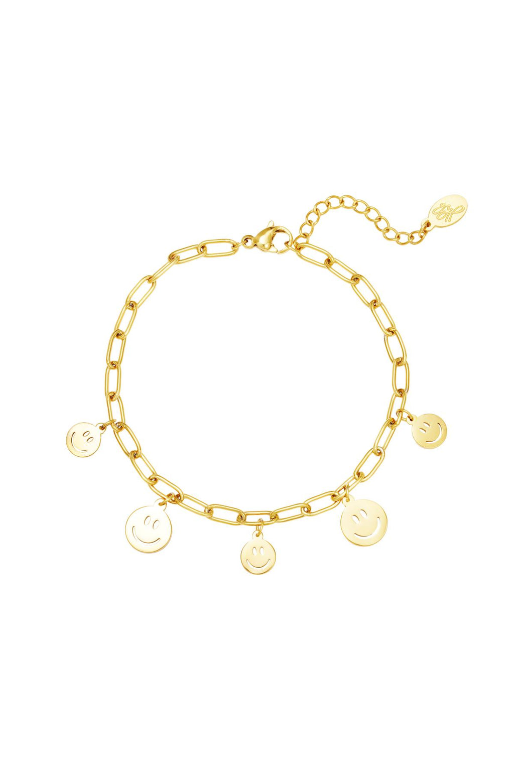 Armband meerdere smileys Goud kleur Stainless Steel