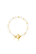 Roestvrij stalen armband parels Goud kleur Stainless Steel