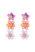 Flower party statement oorbellen - oranje/paars