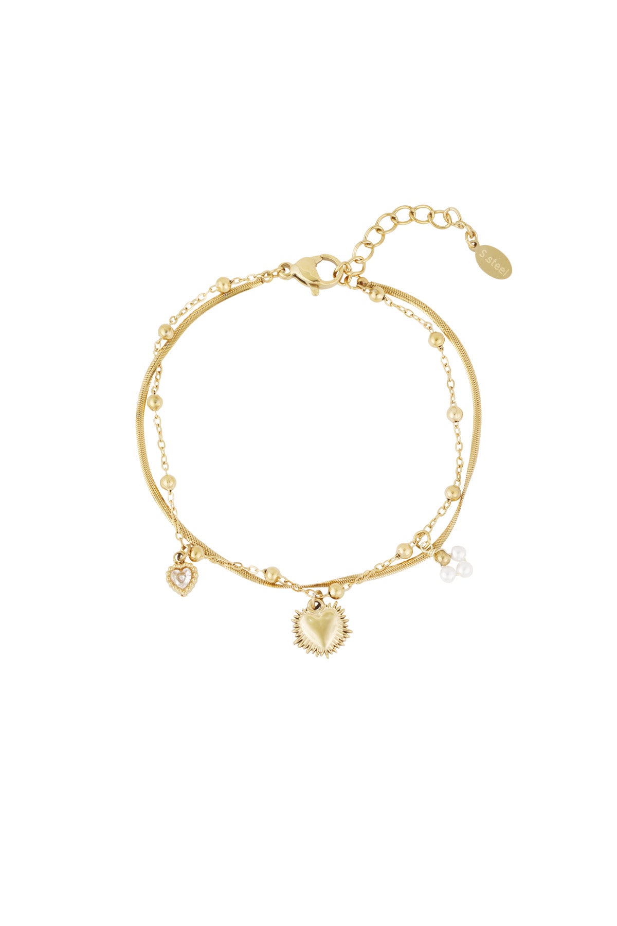 dubbele armband met hart bedel