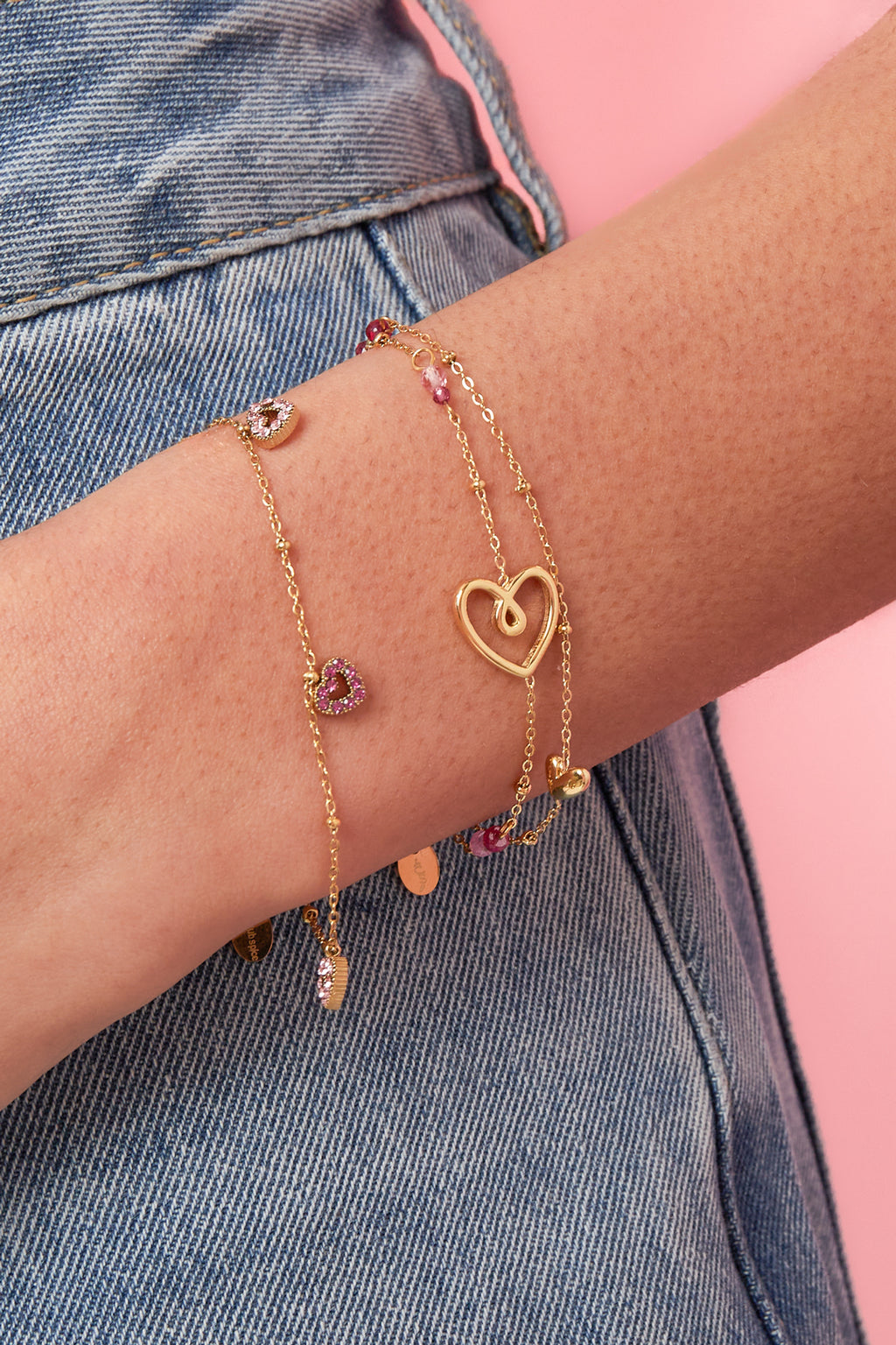 Armband met speels hart, kralen en parel