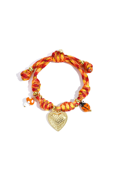 Armbanden met touwbedeltjes in de vorm van een hartje, casual, dagelijks en romantisch, dames sieraden