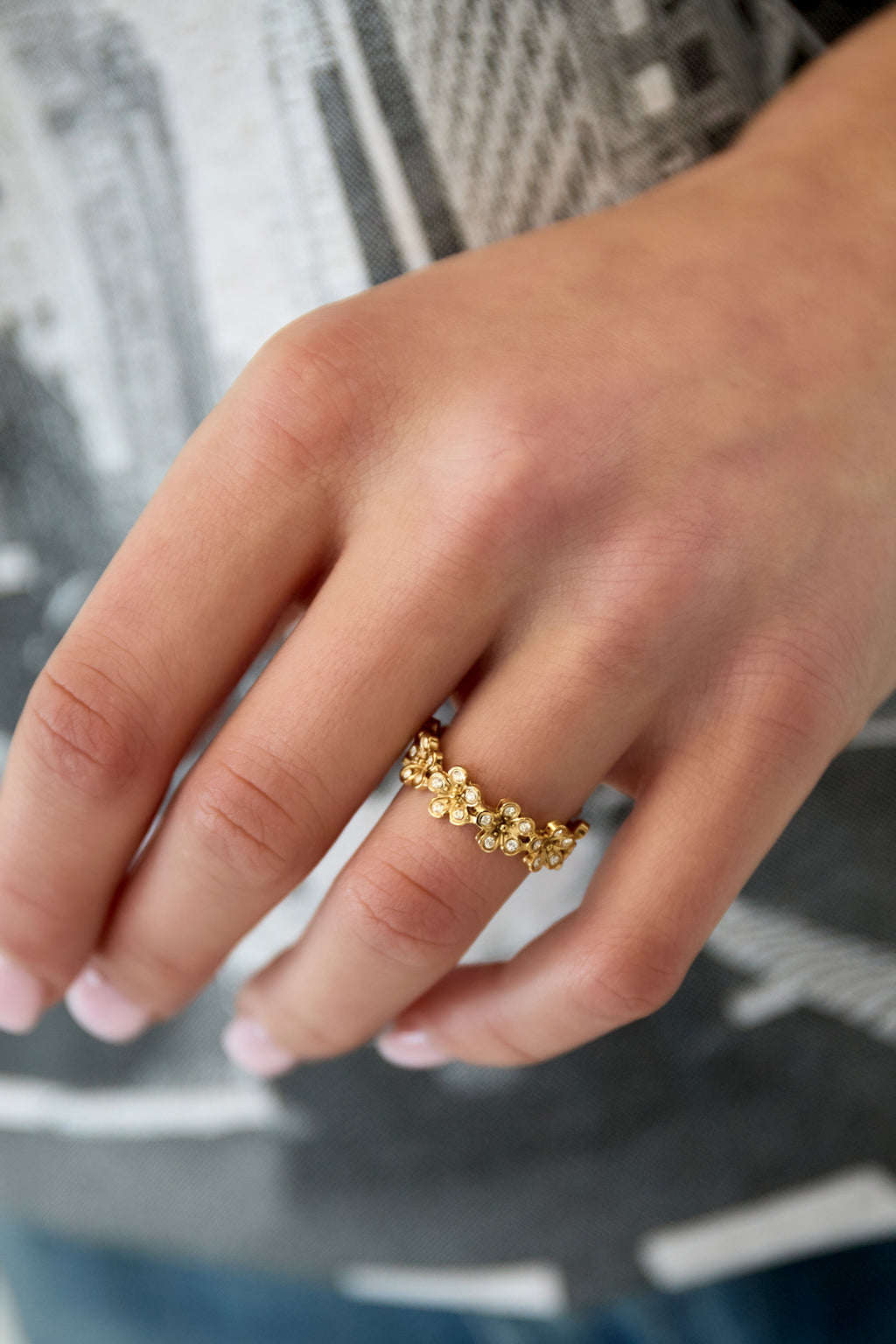 Roestvrijstalen minimalistische ringen met bloemen, casual, dagelijks, eenvoudig, serie, damessieraden