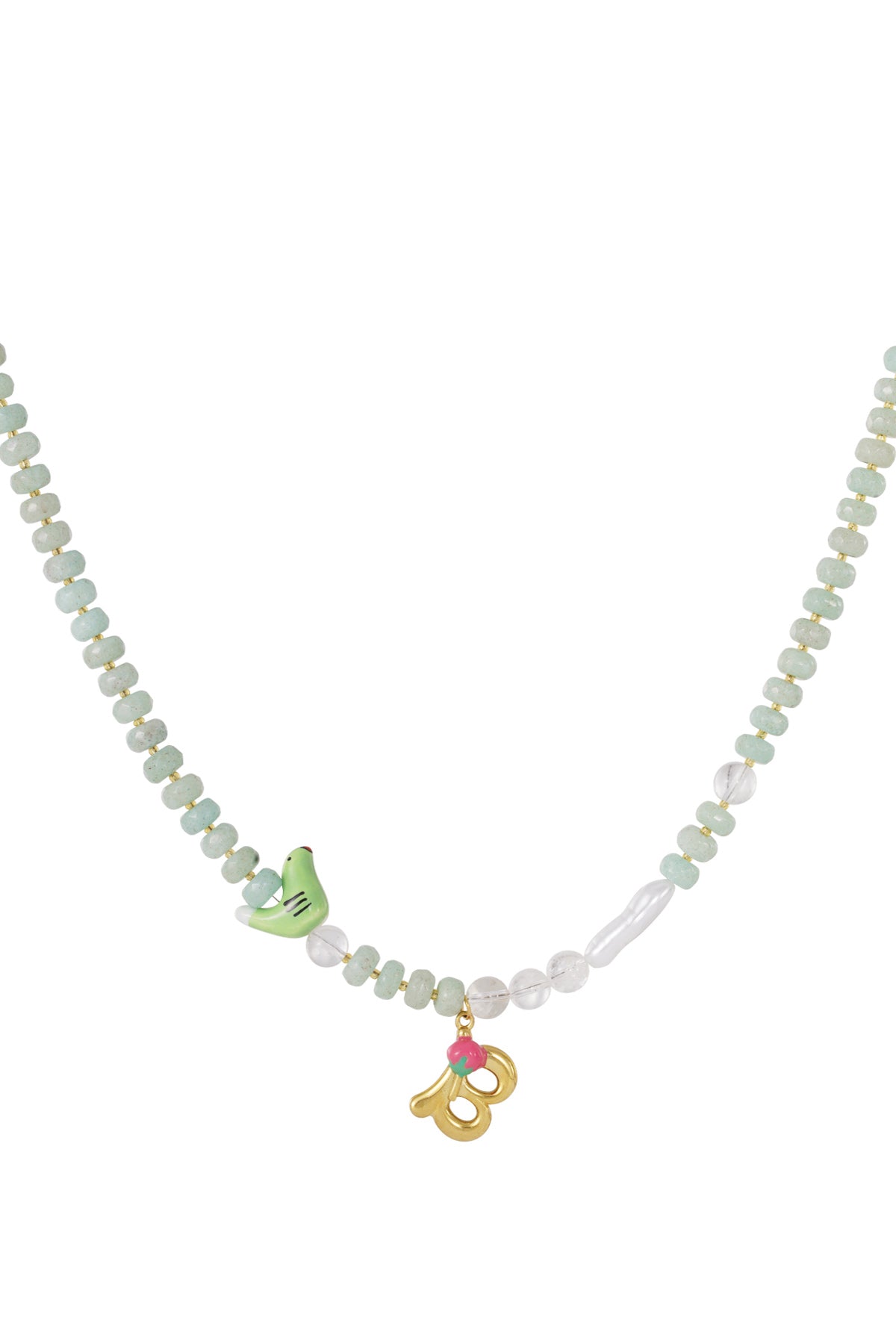 Vrolijke kralen initialen ketting met bedels