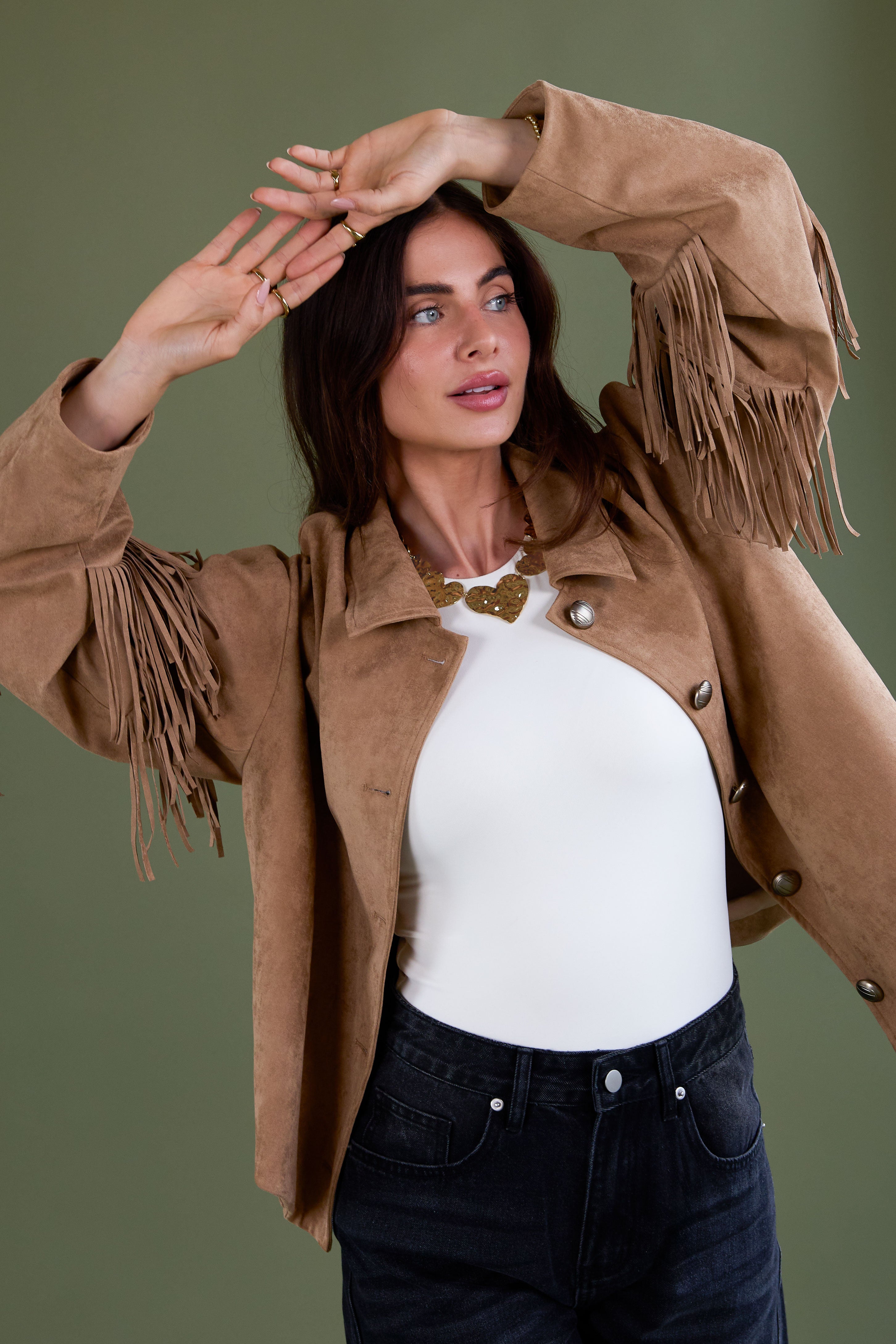 Geweven Polyestervezel Vrouwen Blouse Casual Solide Kleur Herfst/Winter Fransen Detail