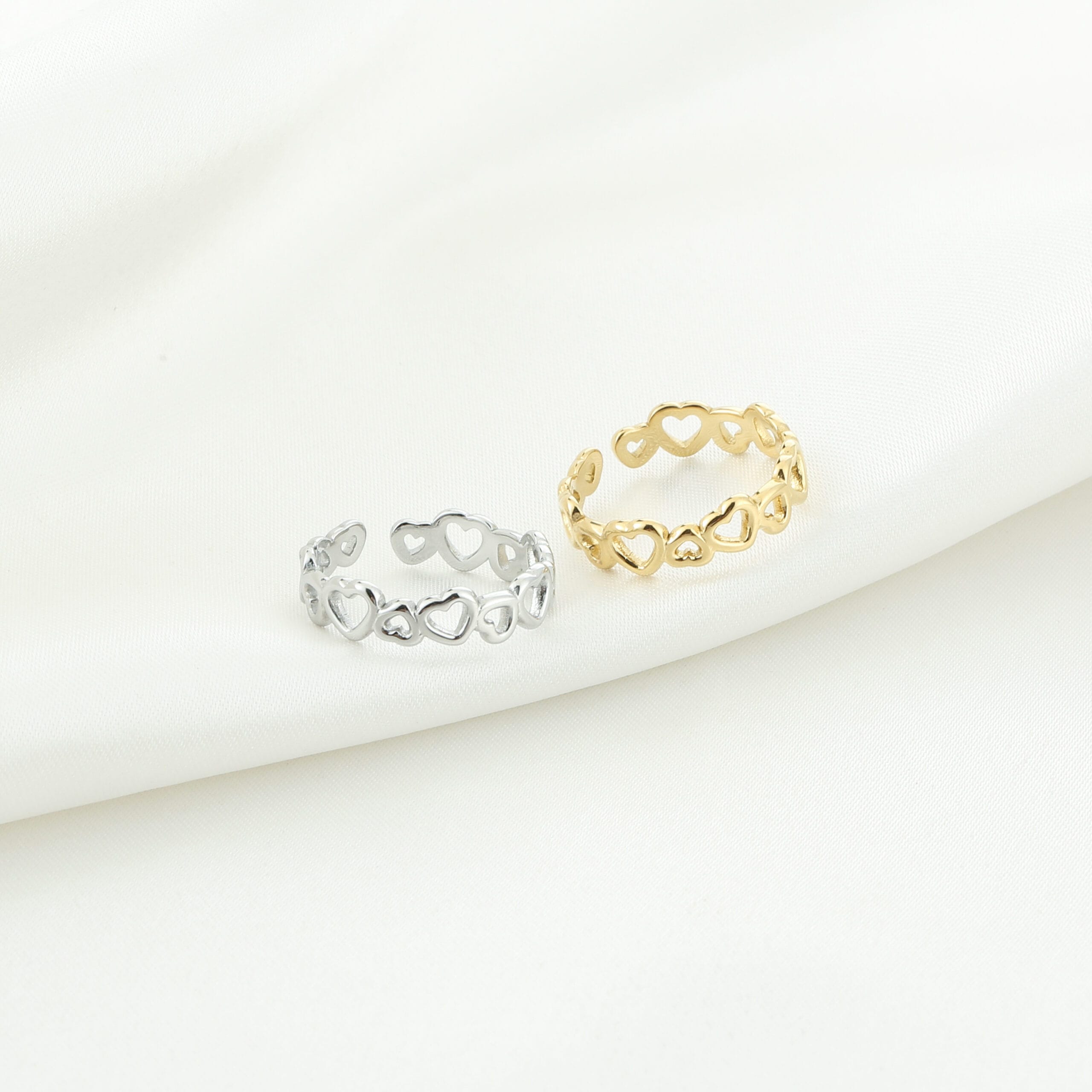 Hartjes ring goud en zilver