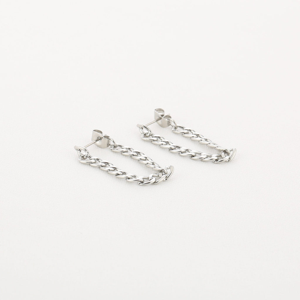 Chain oorbellen zilver
