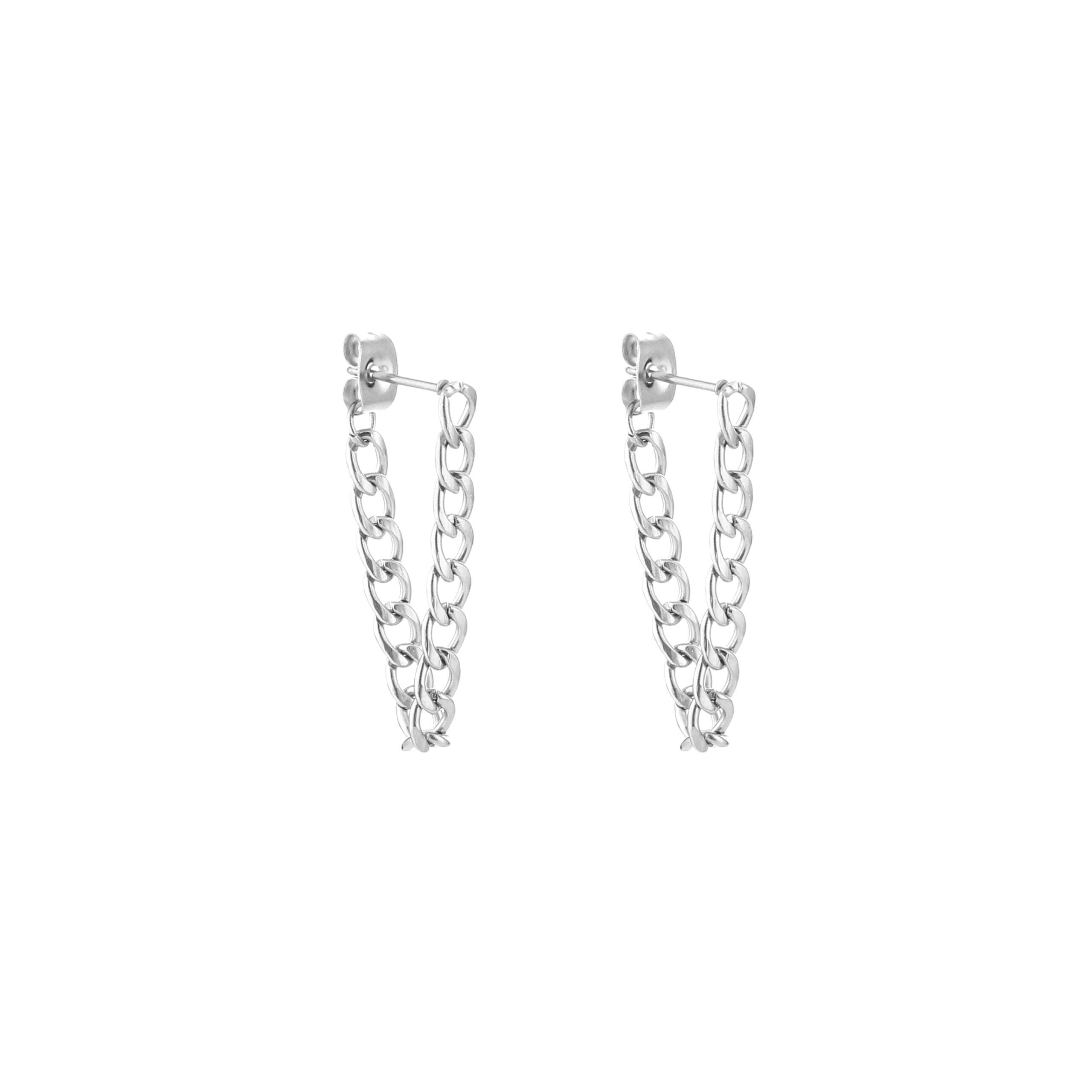Chain oorbellen zilver
