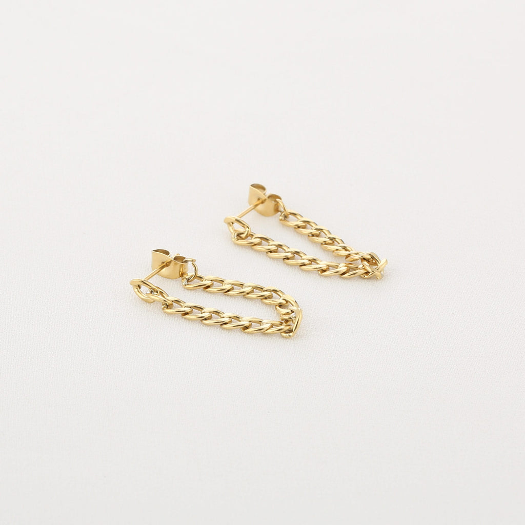 Chain oorbellen goud