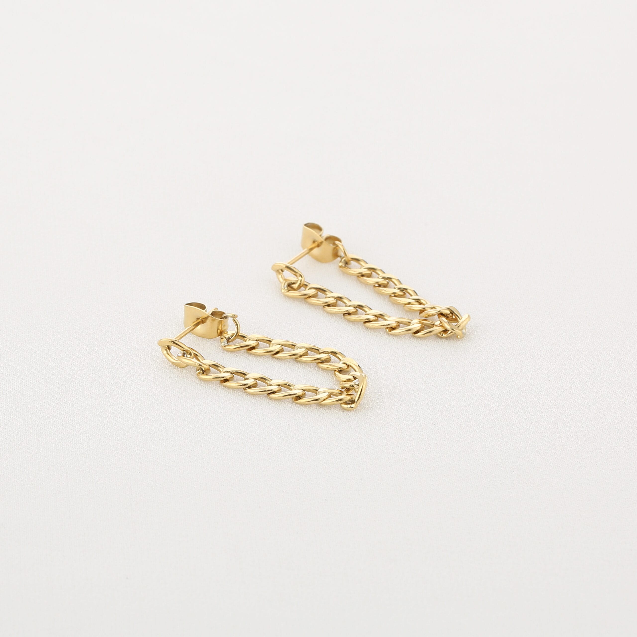 Chain oorbellen goud