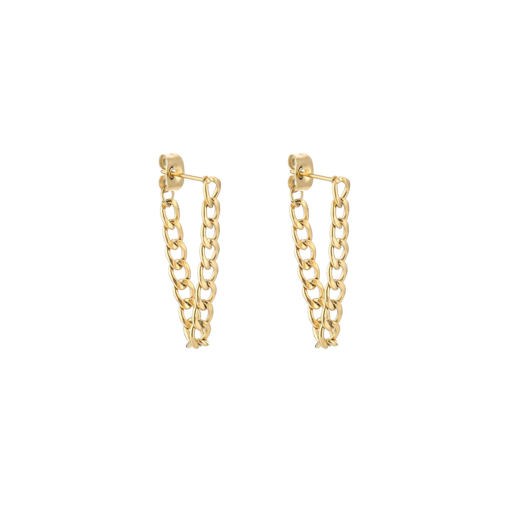 Chain oorbellen goud