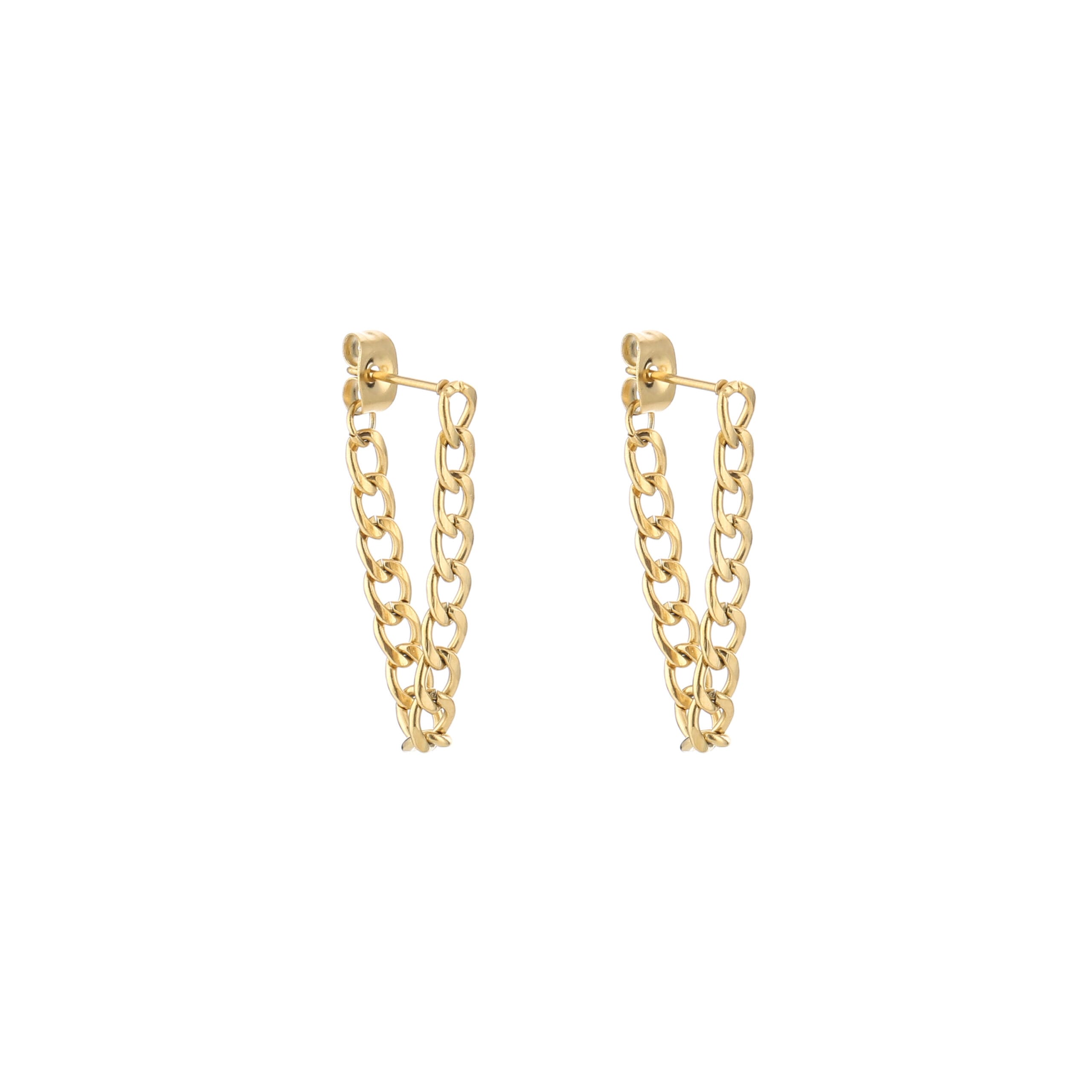 Chain oorbellen goud