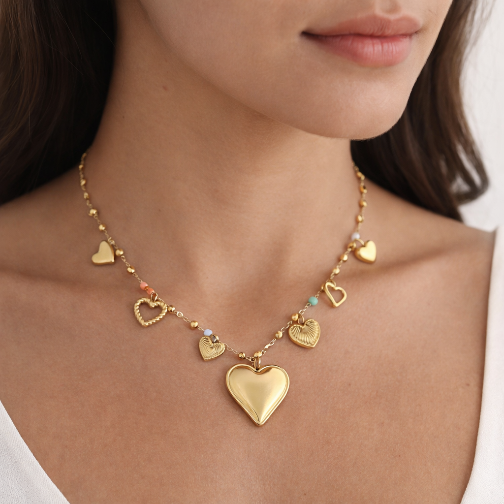 Ketting met hartjes bedels