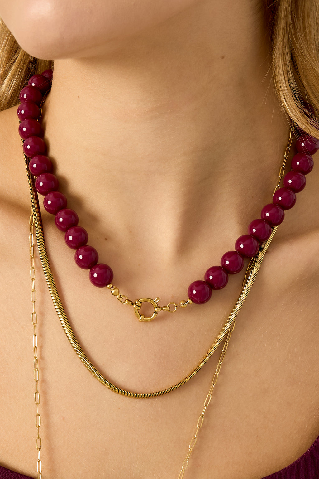 Ketting met kralen en frontsluiting-12mm