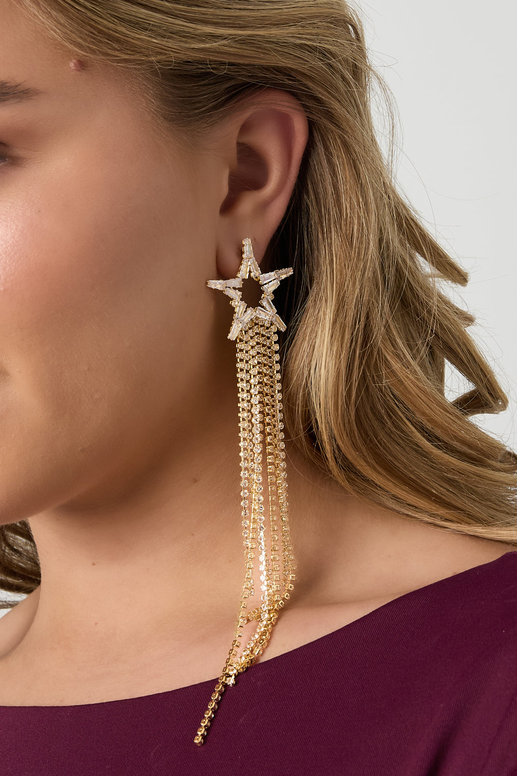 Koperen oorbellen met ster, elegante kerst, luxe serie, damessieraden