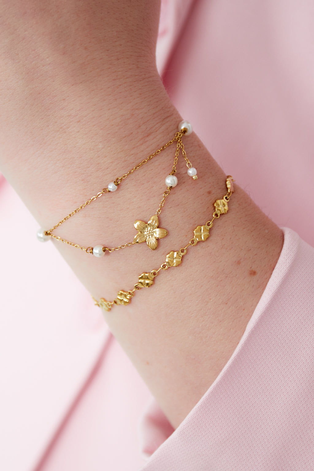 Dubbele moeite bloem armband