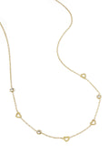 Ketting met hart en diamant bedels - roestvrij staal