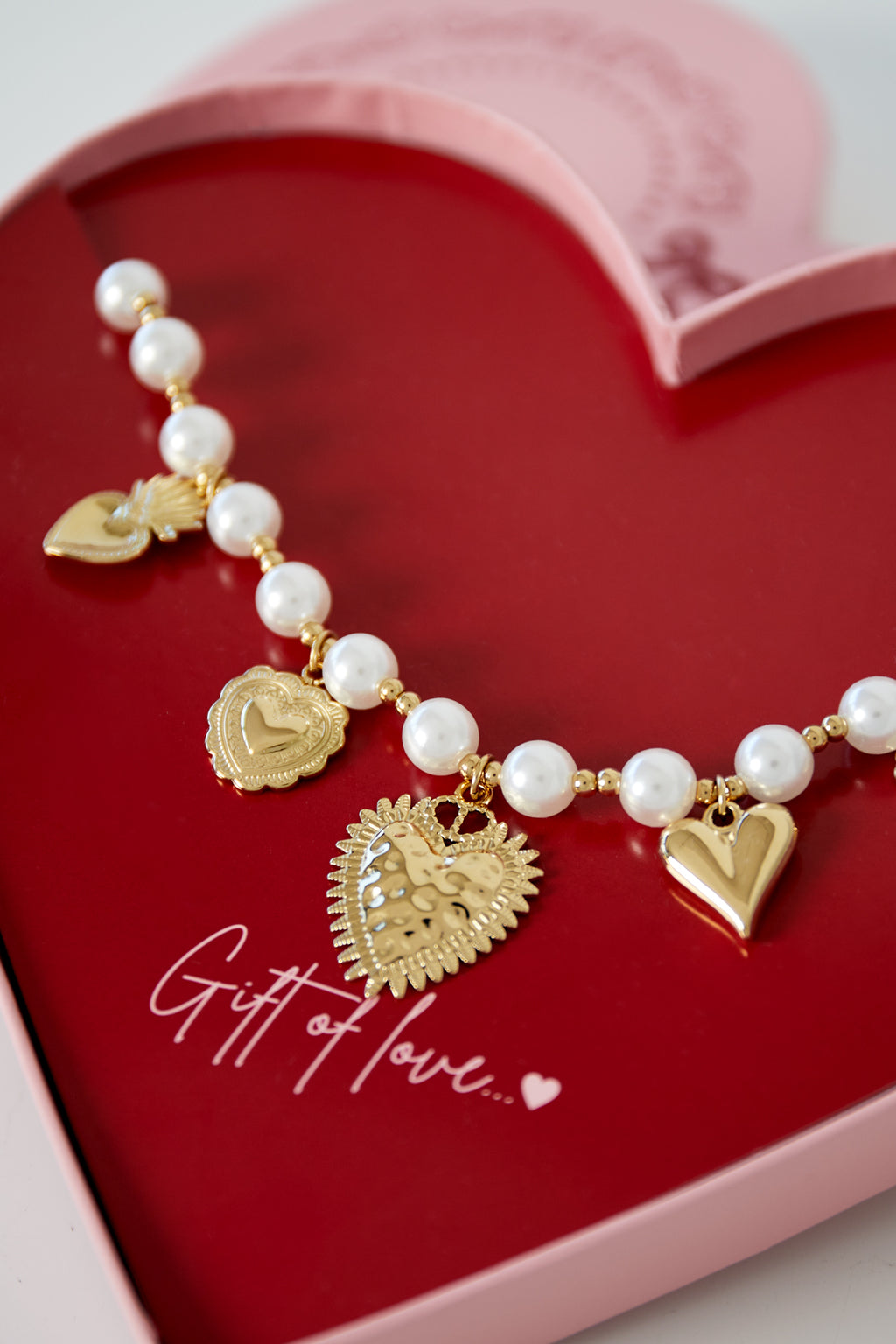gift of love stainless steel parel hartjes ketting