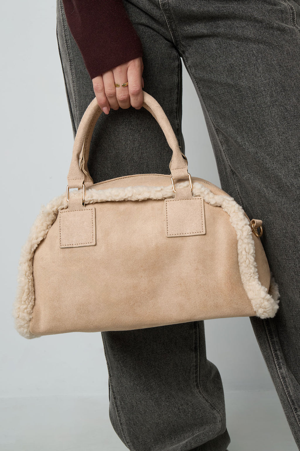 Schoudertas met teddy details