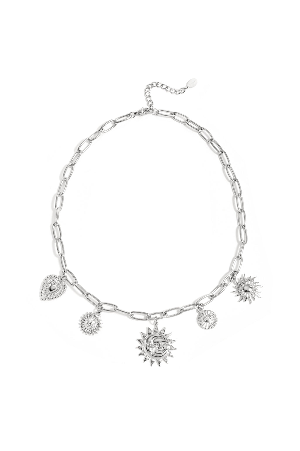Ketting met zon en hart charms