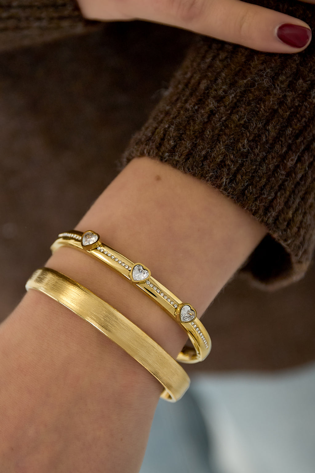 Armbanden van roestvrij staal met hart, casual, dagelijks, eenvoudig, serie, damessieraden