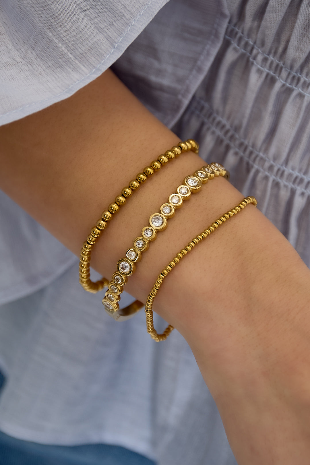 Bangle armband ronde steentjes